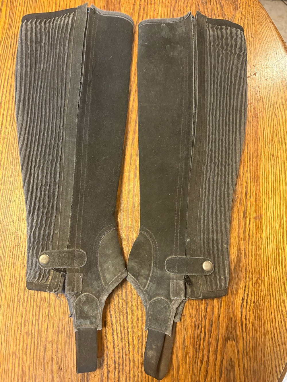 Horse Tack Synthetic Black Leather Half Chaps, S Tall Unisex